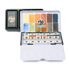 Aquarellkasten Basis – 12 Farben, halbe Näpfchen